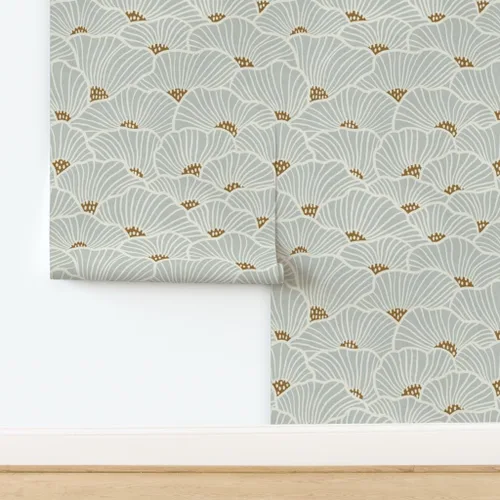 Miniatura 4 de Spoonflower Muestro de papel tapiz extraíble - Flores neutras modernas líneas geométricas suaves costeras a gran escala papel pintado prepegado