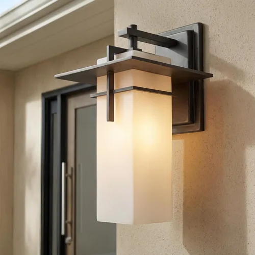 Miniatura 2 de Kichler Caterham - Lámpara de pared para exteriores de 14.75 pulgadas en bronce Olde®, aplique de pared exterior de 1 luz para porche con cristal