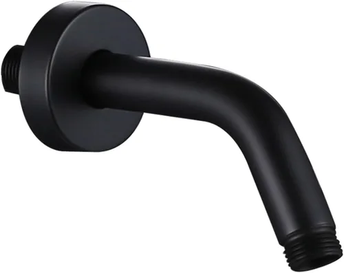 Miniatura 15 de Brazo de ducha de 16 pulgadas con brida, acero inoxidable negro mate de 90 grados, brazo de extensión de cabezal de ducha montado en la pared