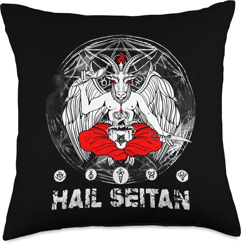 Miniatura 4 de Hail Seitan Satanic Vegan Chef Baphomet Occult Cooking Throw Pillow