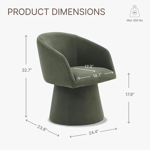 Miniatura 3 de KISLOT Sillas de Comedor Giratorias Sillón de Acento Moderno Silla Lateral de Escritorio para Comedor Tocador Dormitorio Sala de Estar Sala de Verde