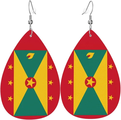 Miniatura 12 de Pendientes de bandera de país en forma de lágrima para mujer, ligeros, de cuero, colgantes, joyería patriótica para regalos