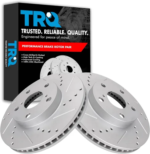 Miniatura 16 de TRQ Juego de rotores de freno de rendimiento trasero con revestimiento G premium compatible con Mazda 6 2014-2021
