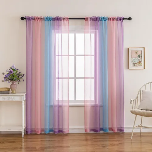 Miniatura 25 de Anytime Paneles de Cortinas Transparentes Arcoíris para Sala de Estar Elegantes Juegos de Tratamiento de Ventanas Translúcidas Filtrantes de Luz