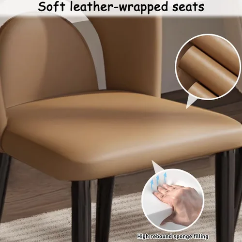Miniatura 5 de YVYKFZD Leather Dining Chairs, Kitchen Chairs Set with Curved Back, Upholstered Dining Room Chair, Armless Comfy Side Chair, for Living Room