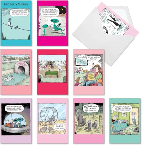 NobleWorks Juego de 10 tarjetas de felicitación para el día de la madre con sobres de 5 x 7 pulgadas para mujeres (10 diseños, 1 cada uno), para