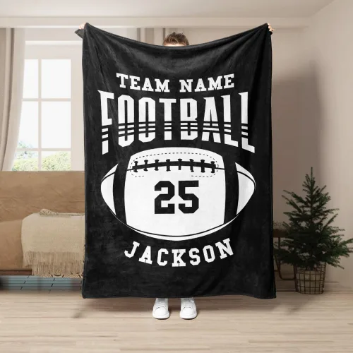 Miniatura 5 de Manta de fútbol personalizada, manta de forro polar suave y acogedora del equipo de fútbol, regalo de fútbol personalizado para niños, papá, marido