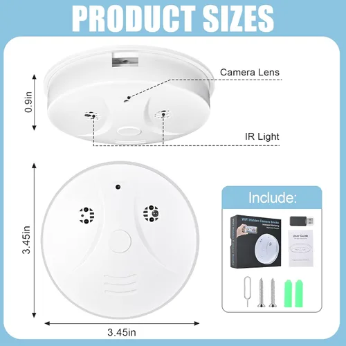 Miniatura 7 de Cámara WiFi para interiores con montaje en techo visible 1080P HD - para monitoreo de mascotas y ancianos, diseño redondo, sin detección de humo