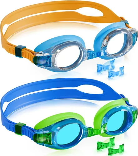 Miniatura 37 de Aegend - Paquete de 2 gafas para niños, gafas de natación para niños de 4 a 16 años, niños y niñas jóvenes, gafas de piscina antivaho, impermeables