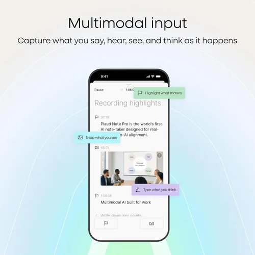 Miniatura 3 de Plaud Grabadora de voz NotePin, grabadora de voz AI, tomador de notas AI, transcribir y resumir AI, compatible con 112 idiomas, para reuniones, Gris