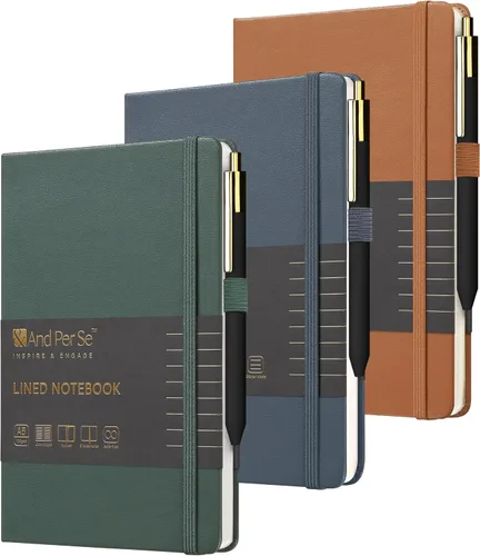 Miniatura 7 de &And Per Se Juego de diario y bolígrafo forrados, cuaderno A5 de tapa dura de cuero con bolígrafo y juego de papelería, 160 páginas de 3.53 oz/m²