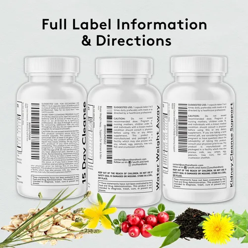 Miniatura 9 de Youth & Tonic Apoyo completo de desintoxicación multiórgano: limpiador de colon y desintoxicación intestinal de 15 días, limpieza renal, equilibrio