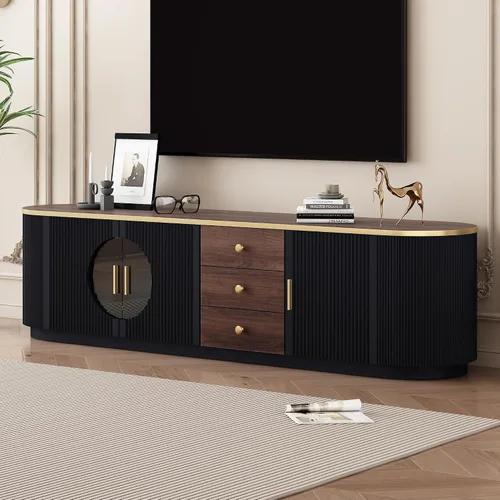 Miniatura 7 de Soporte de TV moderno de 70.8 pulgadas para televisores de hasta 80 pulgadas, centro de entretenimiento con 3 cajones y 2 gabinetes, diseño