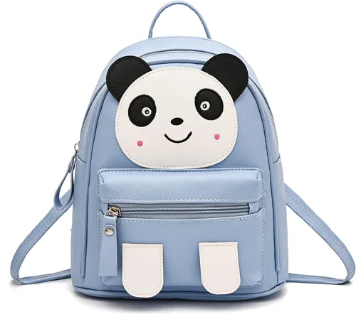 MOKANEY Linda mochila para niñas y mujeres, mini bolsa de cuero con diseño de panda animal, Azul, Viajar