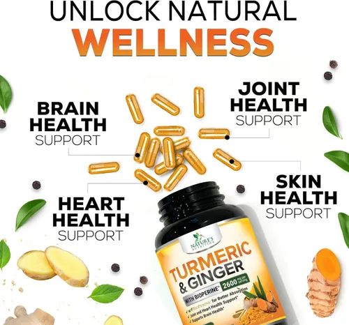Miniatura 5 de Suplemento de curcumina de cúrcuma – 2000 mg de cúrcuma orgánica por porción – 95% curcuminoides, jengibre y pimienta negra BioPerine para una mejor