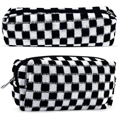 Miniatura 10 de ZLFSRQ Bolsa de maquillaje a cuadros para mujer, grande y pequeña, juego de bolsa de cosméticos a cuadros, bolsas de aseo de viaje, bolsa de Cuadros