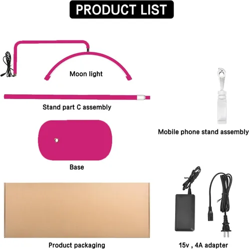 Miniatura 7 de Lámpara de pestañas Bling media luna Lámpara LED regulable con diamantes para esteticistas de pestañas - Lámpara LED de pie para pestañas