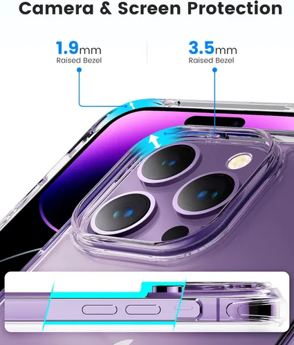 Miniatura 4 de Mkeke Funda transparente para iPhone 14 Pro, protección de grado militar, no amarillea, a prueba de golpes, de acrílico, para Apple iPhone 14 Pro