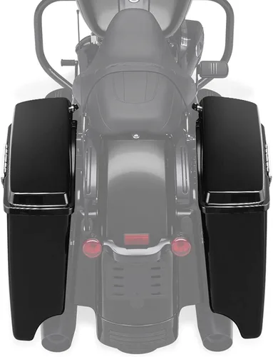 Miniatura 7 de XFMT Alforjas Extendidas Negras Brillantes de 5 Pulgadas con Tapas, Llaves del Pestillo para Harley Touring FLH FLT Electra Glide Road King Ultra