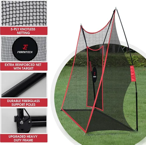 Miniatura 4 de Red de práctica de golf, red de campo de conducción resistente con objetivo de astillado de alto impacto, incluye bolsa de transporte y pelotas