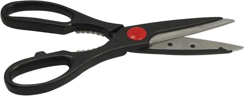 SE SC51BCH - Tijeras de cocina negras prémium de 8.5 pulgadas, tijeras de acero inoxidable multifunción con cascanueces, abrebotellas, cortador de