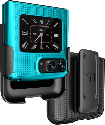 Miniatura 13 de Funda con clip para Motorola RAZR 2022 Flip Phone, Nakedcellphone [textura de cuadrícula] cubierta rígida delgada y [rotación/trinquete] funda
