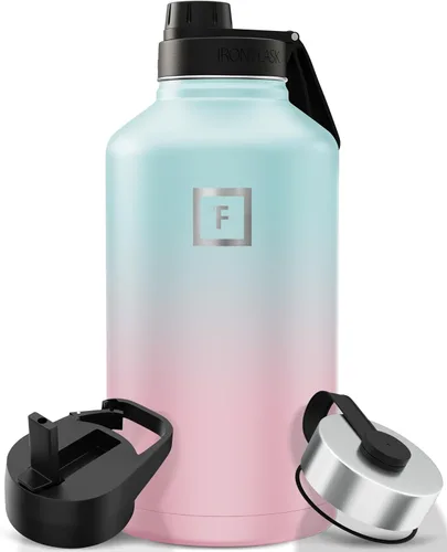 Miniatura 78 de IRON °FLASK Frasco de hidratación para acampar y senderismo con pajilla, botella de agua deportiva de acero inoxidable con aislamiento de boca Dark