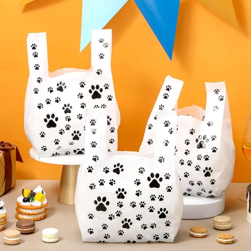 Miniatura 3 de Outus 50 bolsas con estampado de patas, bolsas de regalo para mascotas, bolsa de plástico para cachorros, suministros de decoración de cumpleaños