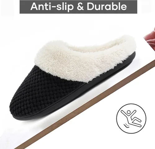 Miniatura 5 de ULTRAIDEAS Pantuflas de forro polar cómodas para mujer, de espuma viscoelástica, sin cordones, para interiores y exteriores