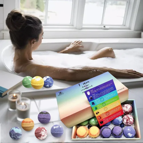 Miniatura 2 de Bombas de baño con piedras preciosas curativas de chakras. 15 bombas de baño de aceites esenciales. Bombas de baño con piedras de chakra reales