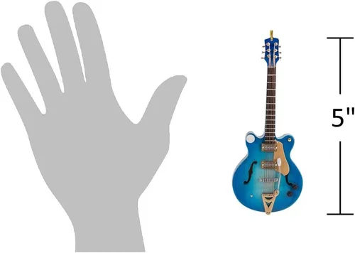 Miniatura 2 de Broadway Gift Co - Guitarra eléctrica azul marino de 5 pulgadas, adorno colgante de madera con caja de regalo roja
