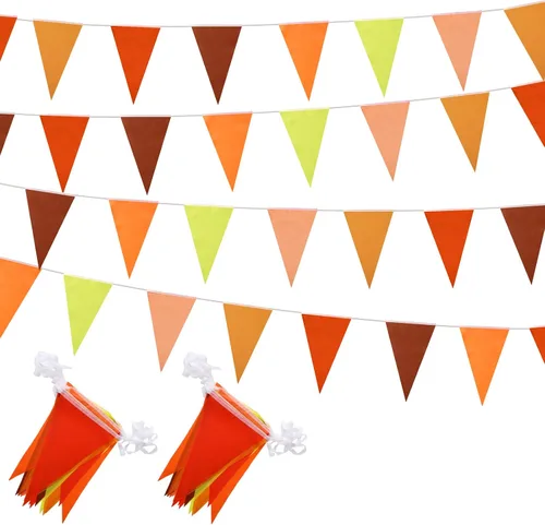 Banderines de otoño de 164 pies color naranja, decoración de banderines para decoración de otoño feliz otoño, día de Acción de Gracias, cosecha,