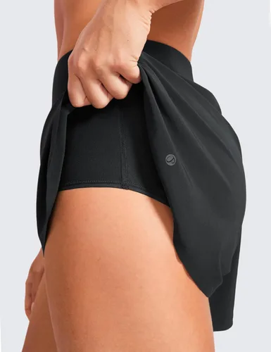 Miniatura 5 de CRZ YOGA - Pantalones cortos deportivos, de tiro medio, para mujer, ligeros, con abertura alta, forro, de secado rápido, para gimnasio