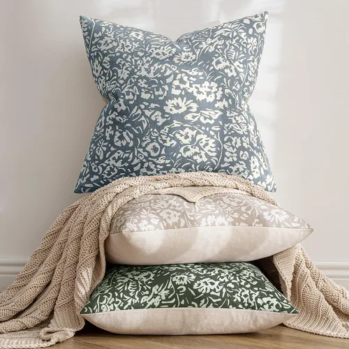 Miniatura 2 de MIULEE Fundas de almohada florales 18x18, juego de 2 fundas de almohada decorativas modernas de lino, fundas de almohada neutras de estilo granja