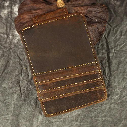 Miniatura 3 de Billetera de doble cara de cuero para hombre, moderna, pequeña, delgada, perfecta para tarjetas, monedas, etc. Billetera delgada y resistente