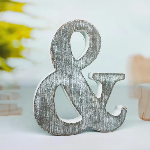 Miniatura 30 de Letras de madera rústica sin terminar de 6 pulgadas para decoración de pared, letras decorativas de pie en rodajas, decoración de tablero