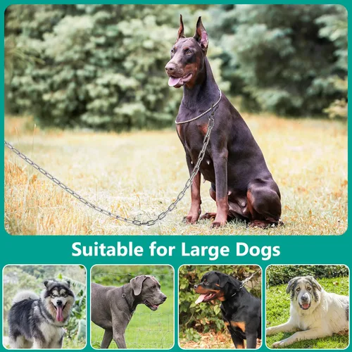 Miniatura 7 de Tresbro Cadenas de perro resistentes para exteriores, cable de amarre de 6 pies de acero inoxidable con gancho giratorio para perros grandes, cadena