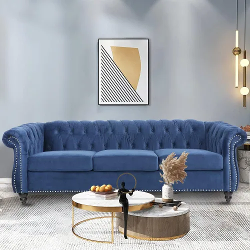Miniatura 21 de LEVNARY Sillón Chesterfield de Terciopelo, Sillón Individual de Estilo Moderno de Mediados del Siglo con Respaldo de Botones y Decoración con Beige