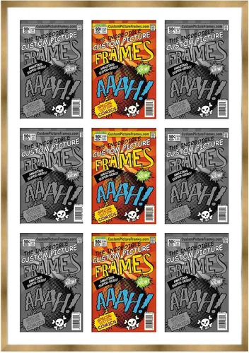 Miniatura 30 de Marco de cómic negro con alfombrilla negra para cómics de la Edad Dorada
