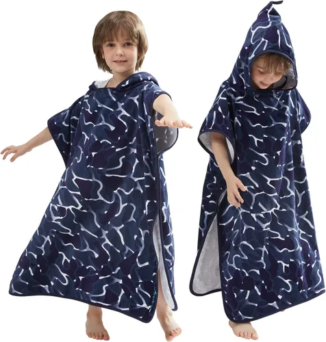 Miniatura 16 de BANGSAUR Toalla con capucha para niños, para el baño, la playa, toallas de algodón suave para niños, absorbente, envoltura de piscina con capucha