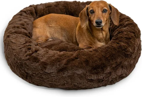 Miniatura 67 de Best Friends by Sheri - The Original Calming Donut - Cama calmante en forma de dona para perros y gatos - Pelo largo, gris escarcha, S, 23 x 23