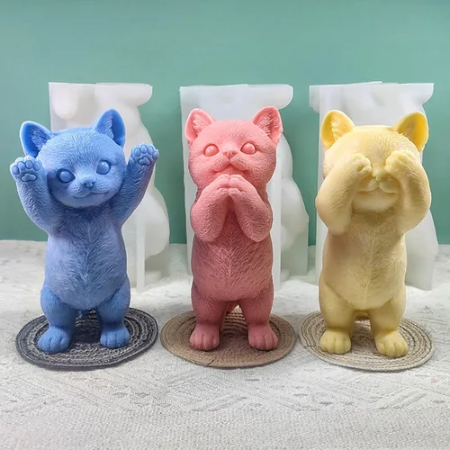 Miniatura 8 de Molde de silicona para gatos, molde grande de resina 3D para gatos, moldes de silicona para resina epoxi, fabricación de jabón de velas, yeso
