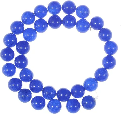 Miniatura 2 de Cuentas redondas de calcedonia sueltas de piedra natural de 0.315 in para hacer joyas, hechas a mano, aproximadamente, 48/unids Azul zafiro