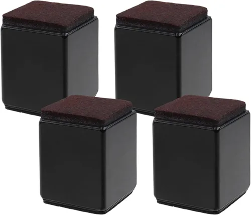 Miniatura 17 de Elevador cuadrado de acero para muebles, 4 piezas, color negro, altura de elevación de 1.97 a 2.75 pulgadas, se ajusta a patas de 1.5 pulgadas