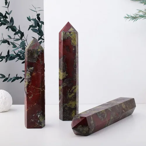 Miniatura 5 de Runyangshi Varita de cristal curativo natural de sangre de dragón grande, 6 facetas de un solo punto, prisma de cristal, varita de piedra curativa