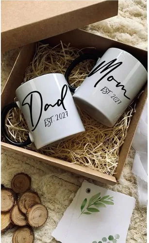 Miniatura 5 de Dnuiyses EST 2027 - Tazas para papá y mamá, regalos de taza para padres nuevos, regalos para el día de la madre, regalo para el padre por primera