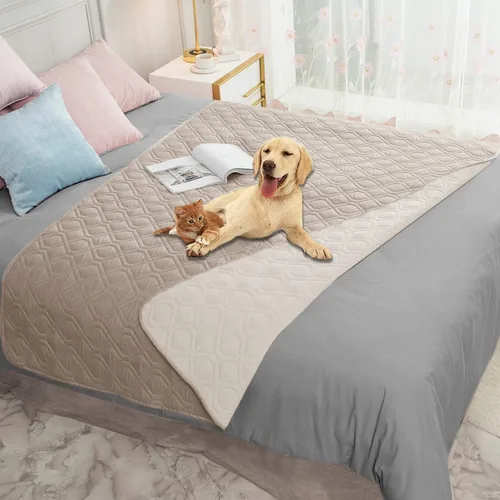 Miniatura 121 de Ameritex Funda Impermeable para Cama de Perro Manta para Mascotas para Muebles Cama Sillón Sofá Reversible Azul marino+azul piedra