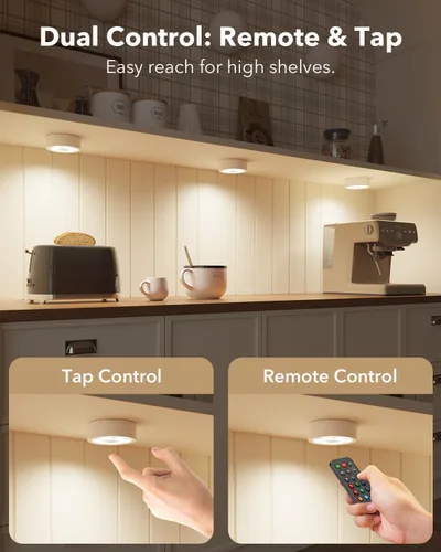 Miniatura 4 de Luces LED recargables de disco con control remoto, luces de botón con pilas de 2400mAh, luces adhesivas magnéticas para tocar, luz inalámbrica