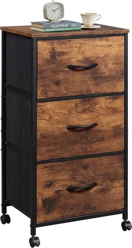 Miniatura 12 de WLIVE Cómoda con 3 cajones, mesita de noche de tela, unidad organizadora, cómoda de almacenamiento para dormitorio, pasillo, entrada, armarios