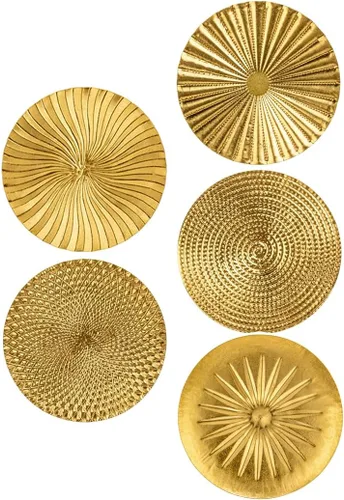 Miniatura 10 de Briful Juego de 3 decoraciones de pared doradas de 30 cm de metal con diseño de estrellas radiantes, placa radial, arte de pared moderno